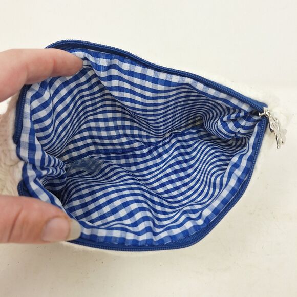 White Cable Knit Pouch Clutch Wristlet Travel Bag Zippered Academia Ivy Prep - Picture 3 of 8